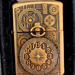 Sharp Brass Armor Steampunk Pocket Watch Zippo